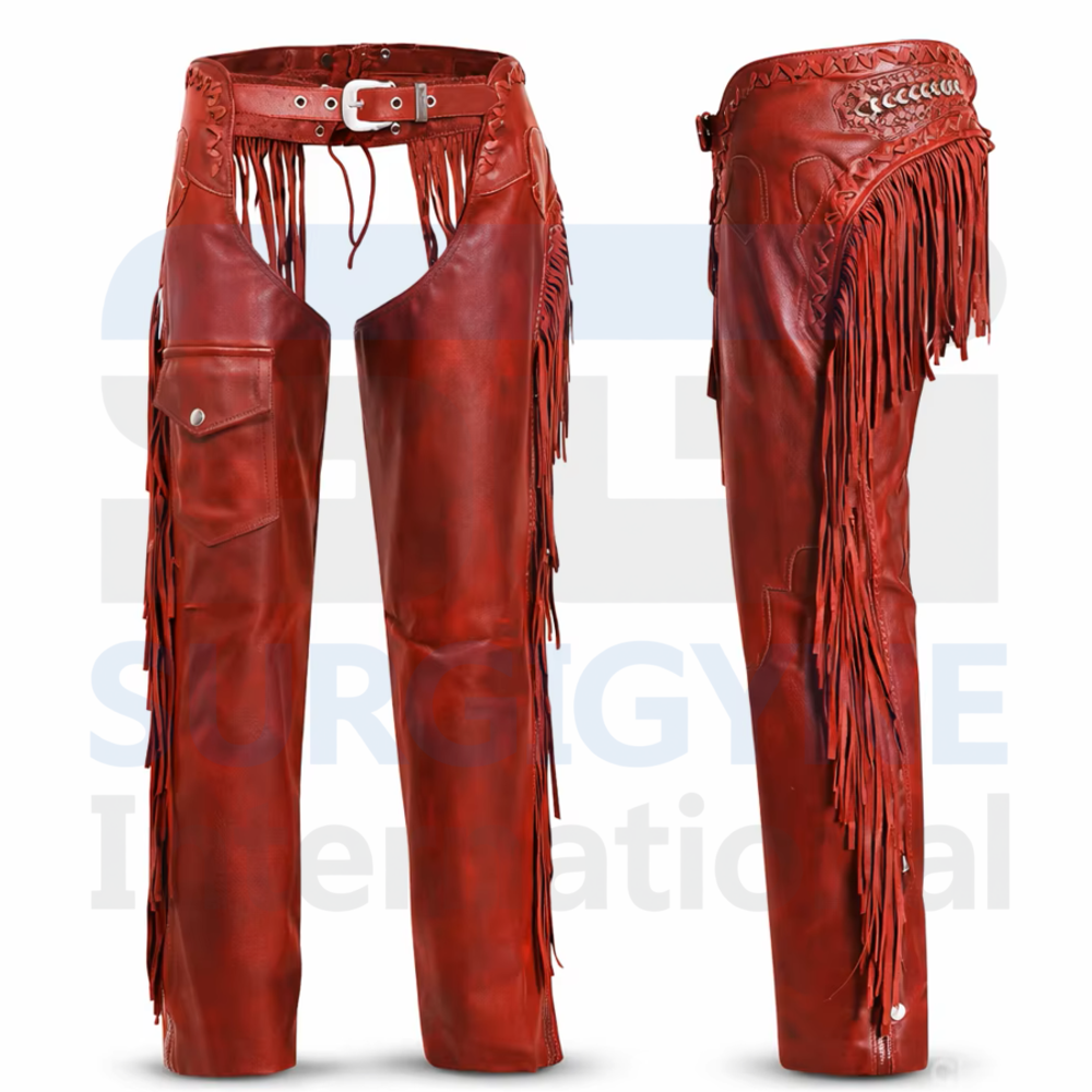 Leather Chap with Fringes Unisex